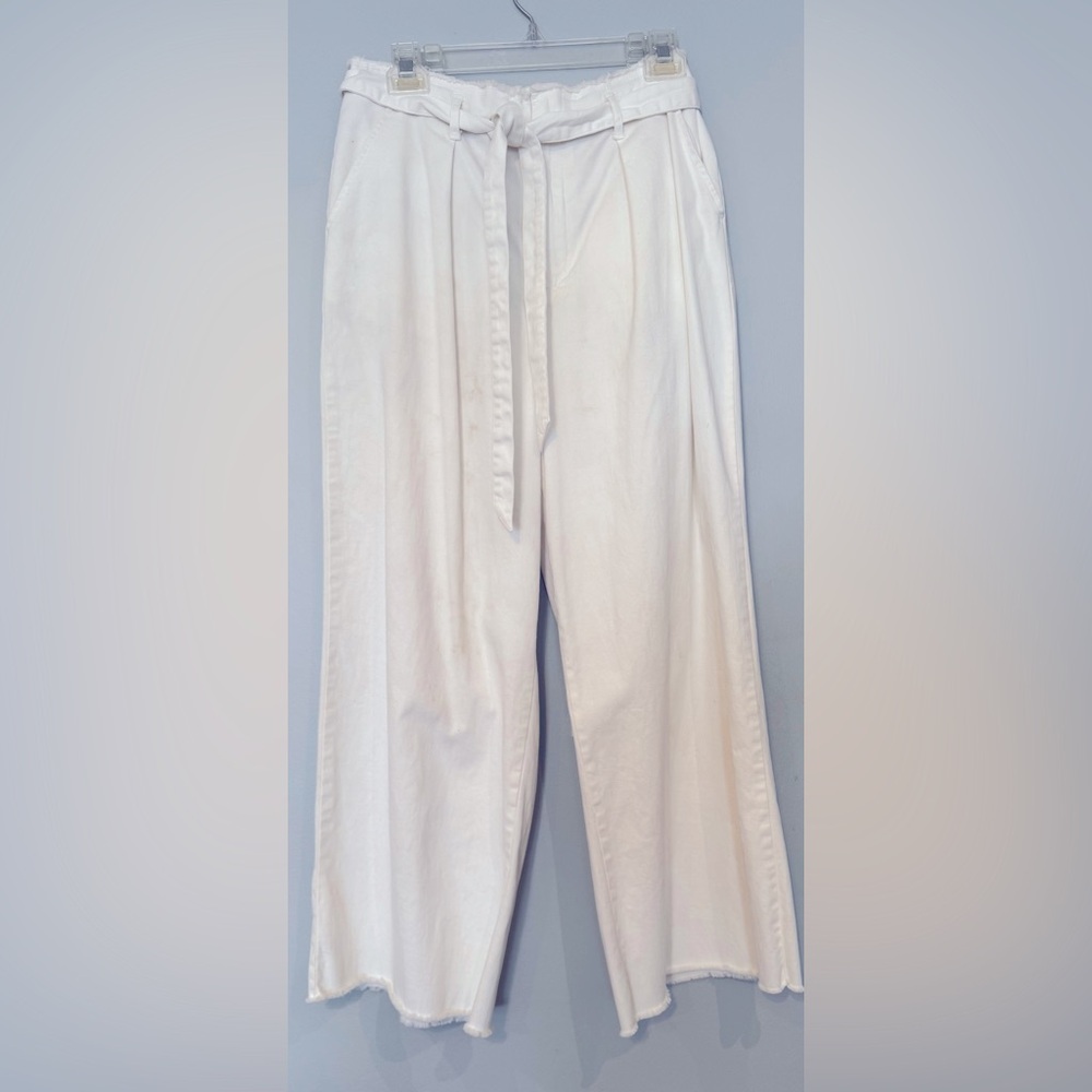 White Twill High Waist, Crop Length Pants Sz 12